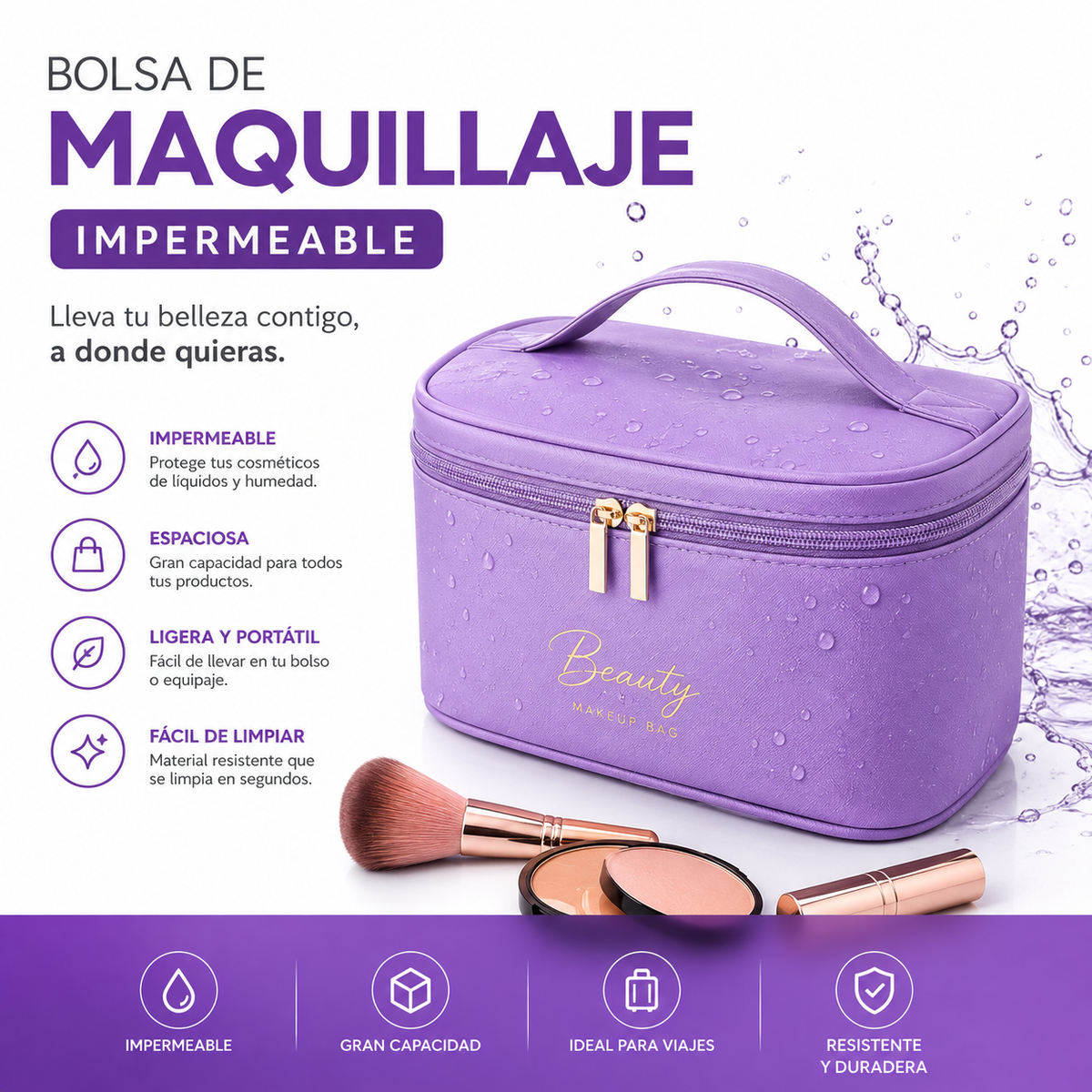 BOLSA DE MAQUILLAJE IMPERMEABLE