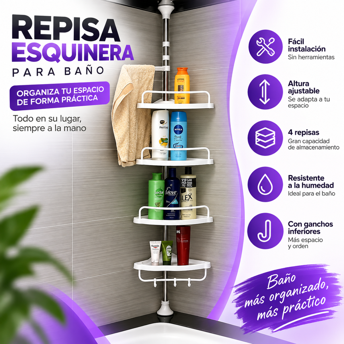 ORGANIZADOR ESQUINERO PARA BAÑO