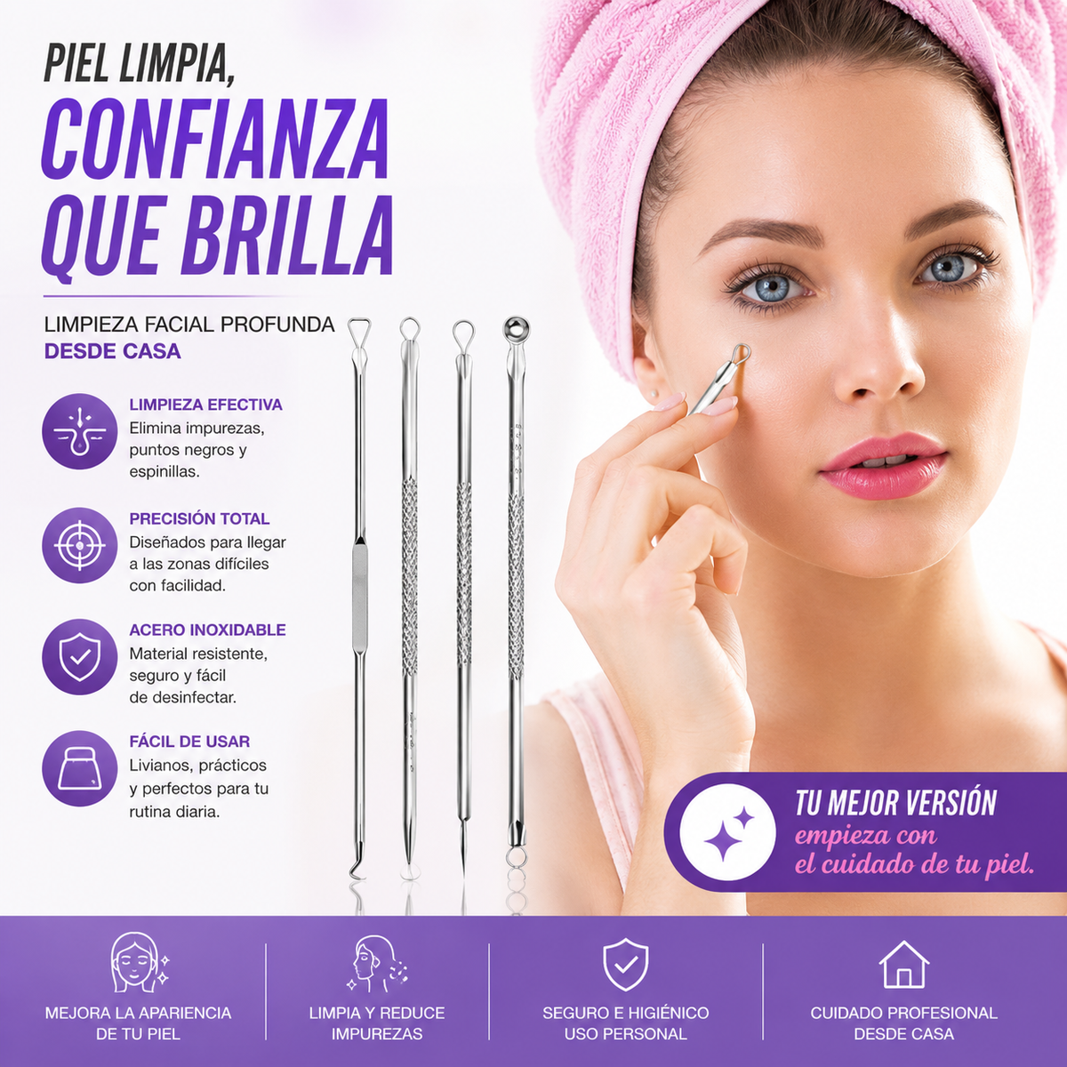 SET FACIAL QUITA ESPINILLAS ACNE BELLEZA