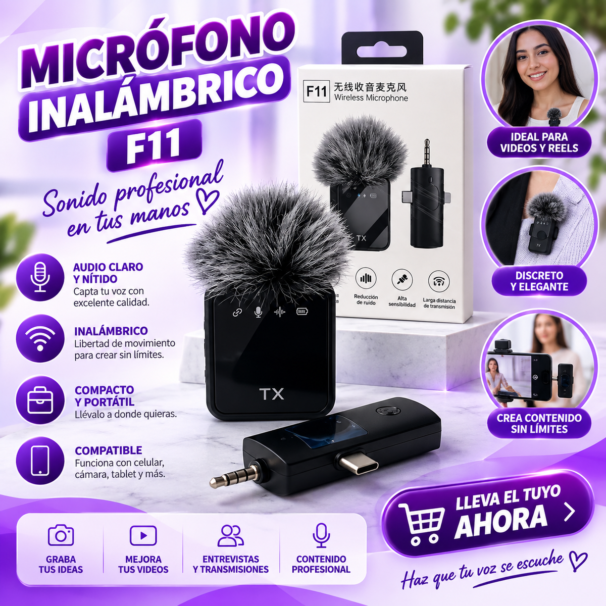 MICROFONOS F11 DOBLE SOLAPA