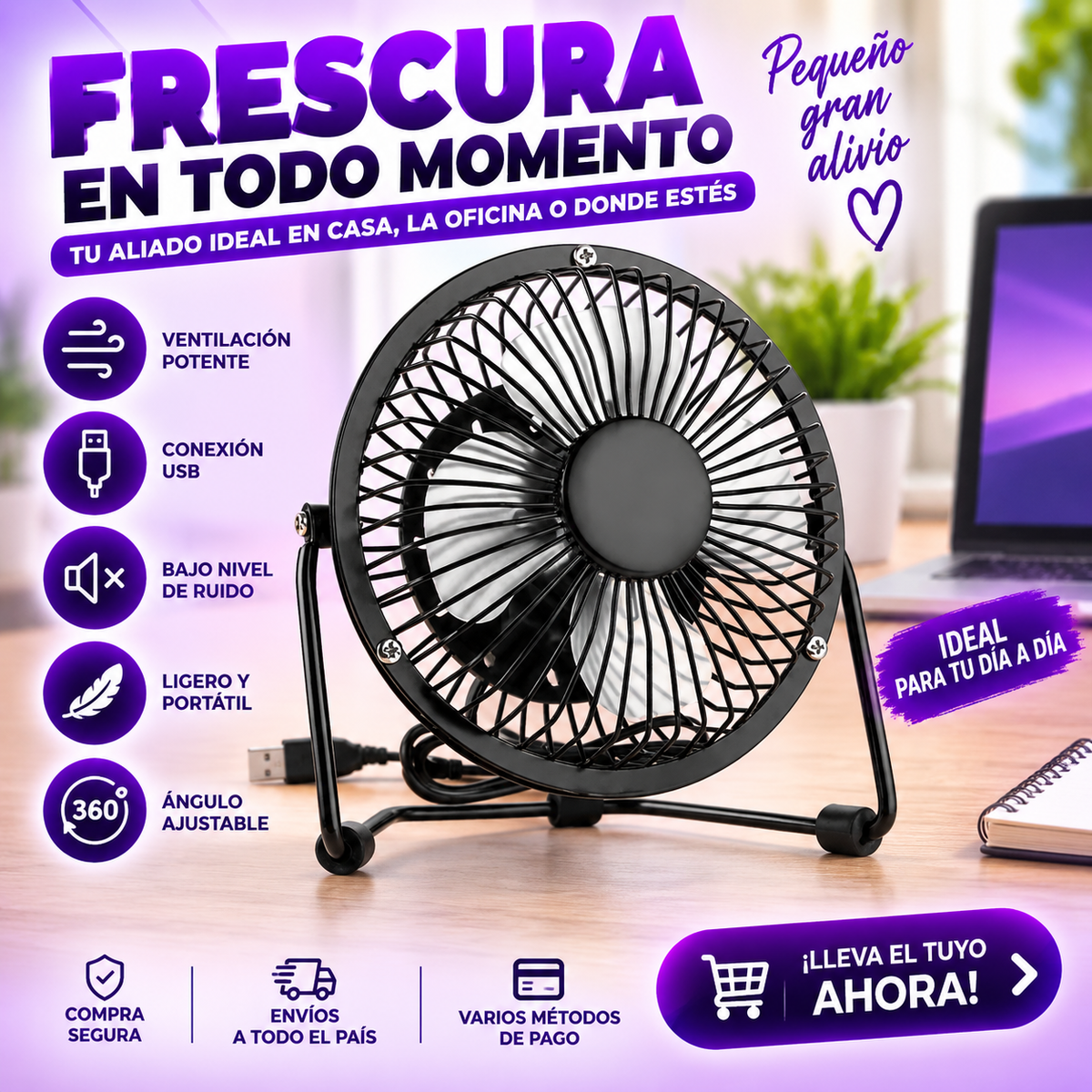 MINI VENTILADOR USB DE 4 PULGADAS